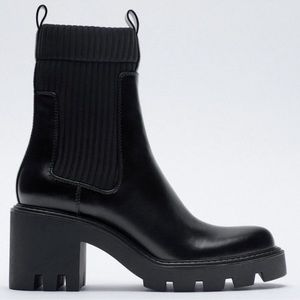 Zara Socked Healed Lug Sole Boots